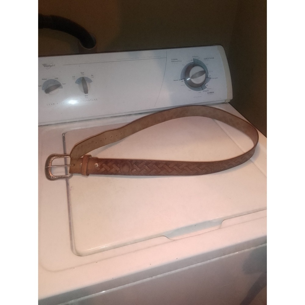 Mens‎ Brown Leather Braided Belt Size 42
